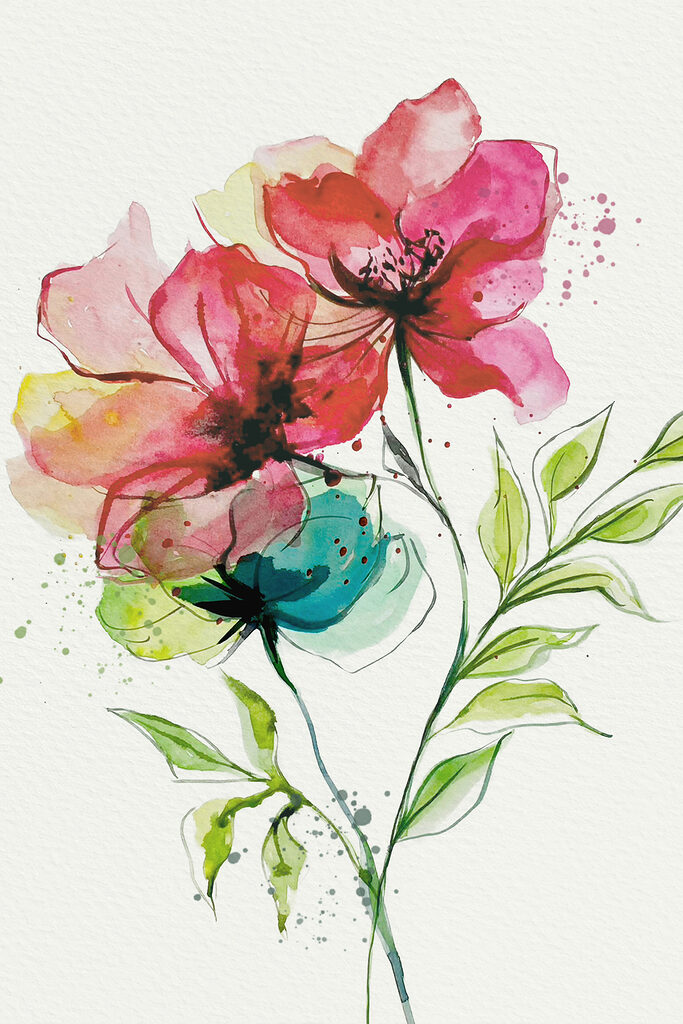 Painting of flowers and leaves Painting of flowers and leaves