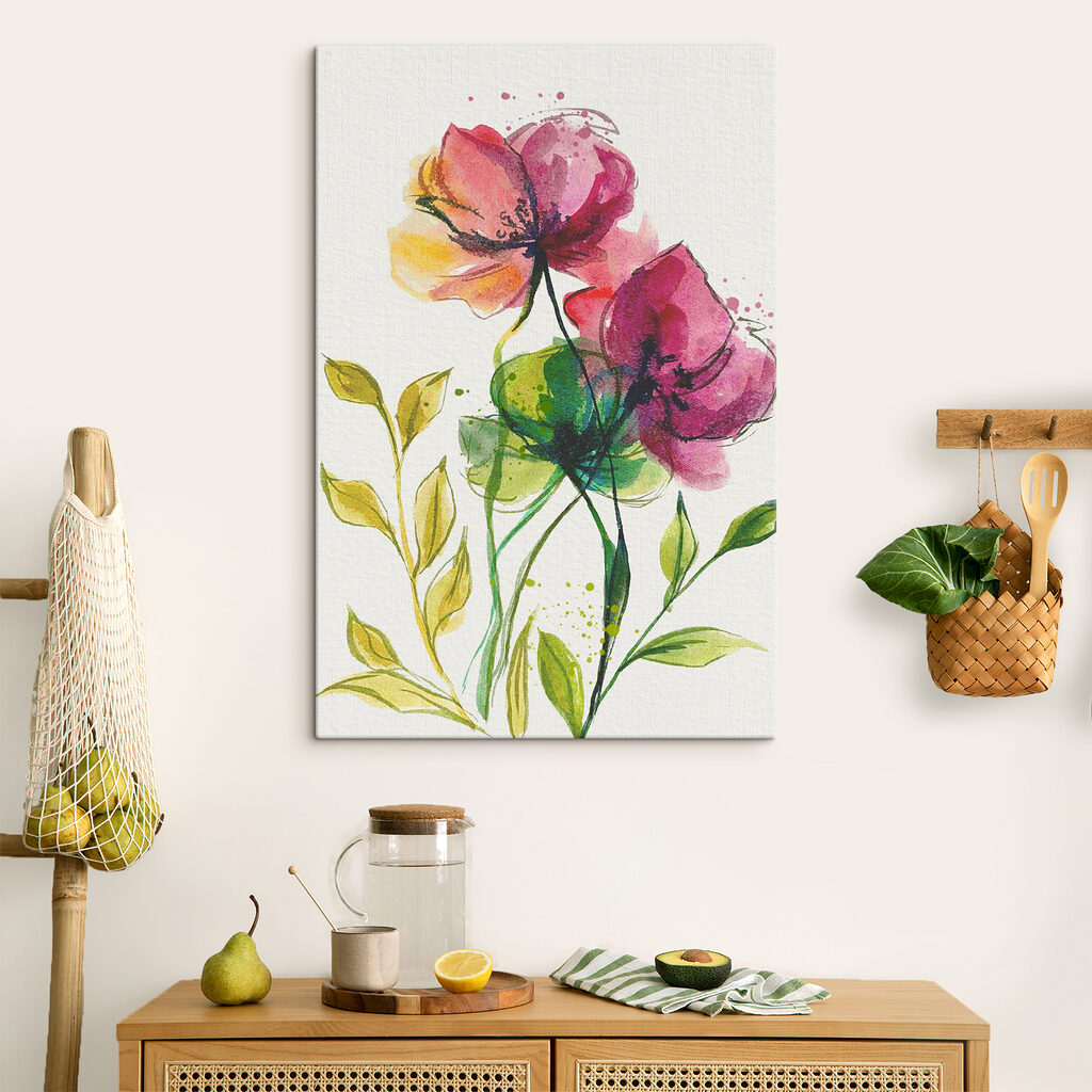 Painting of flowers and leaves
