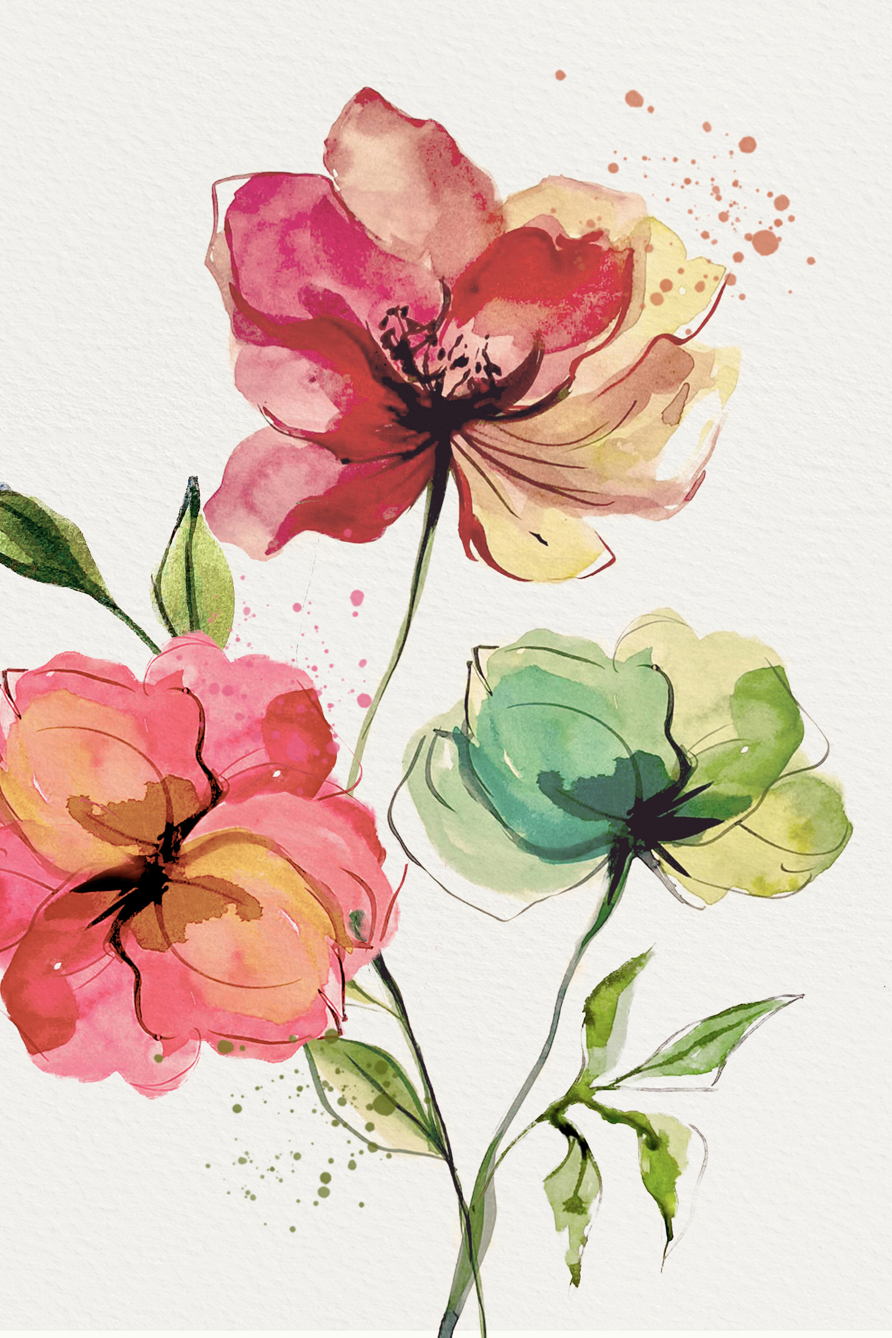 Watercolor painting of flowers