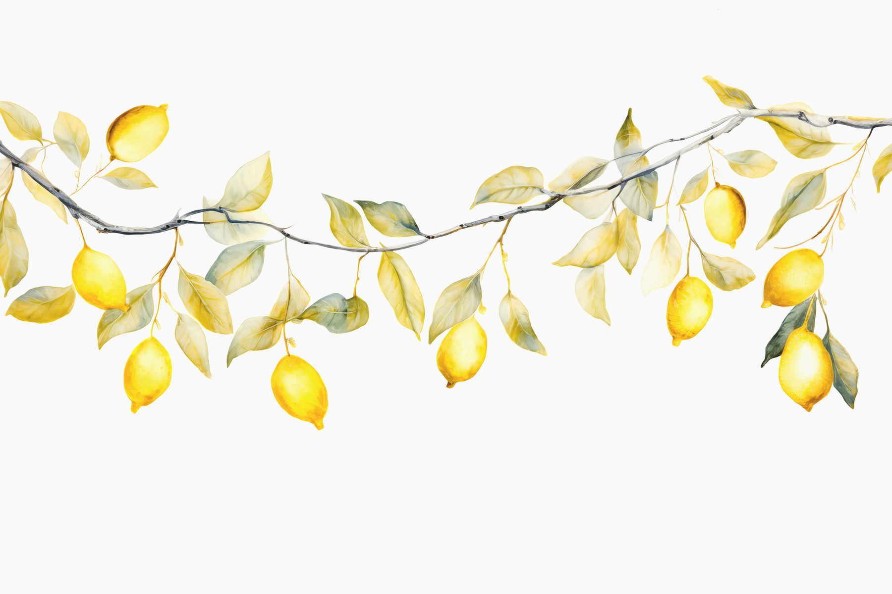 Branch with yellow leaves and lemons Branch with yellow leaves and lemons