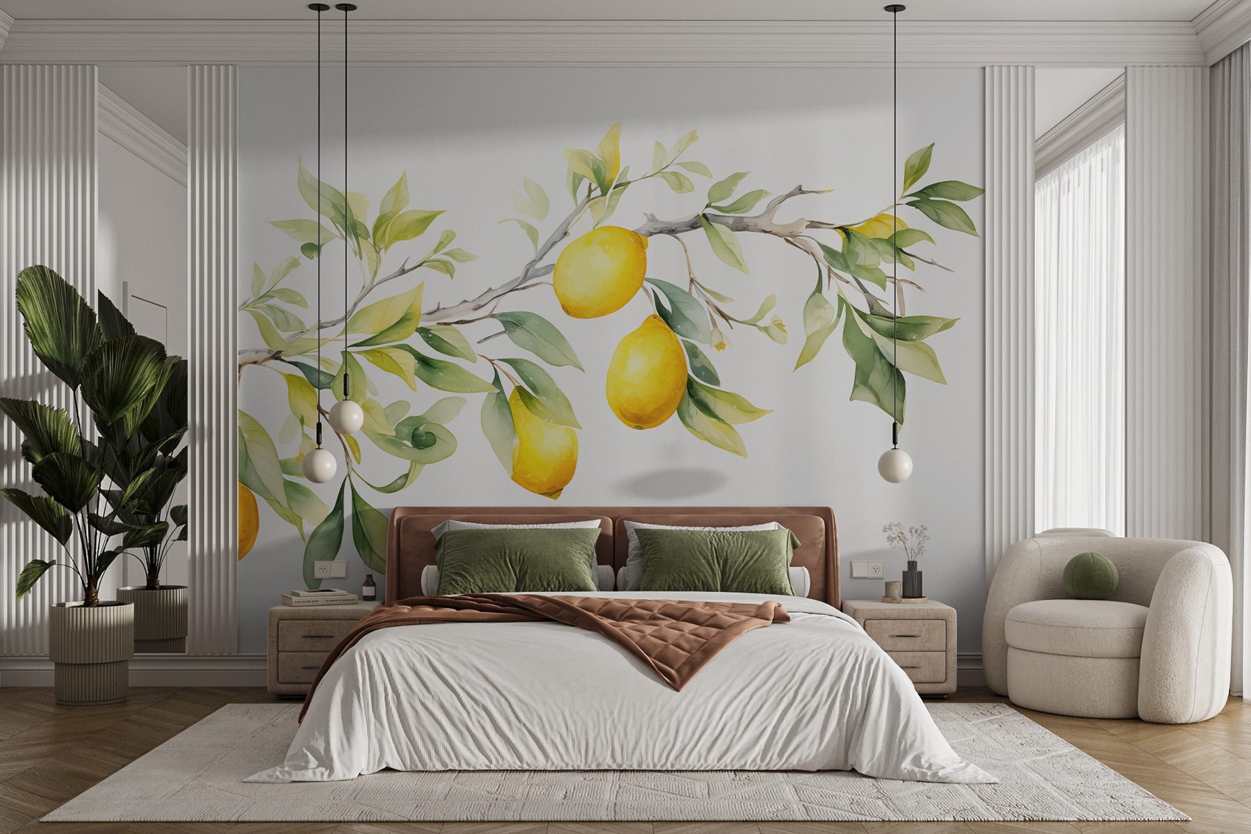 Branch of lemon tree with yellow fruits Branch of lemon tree with yellow fruits