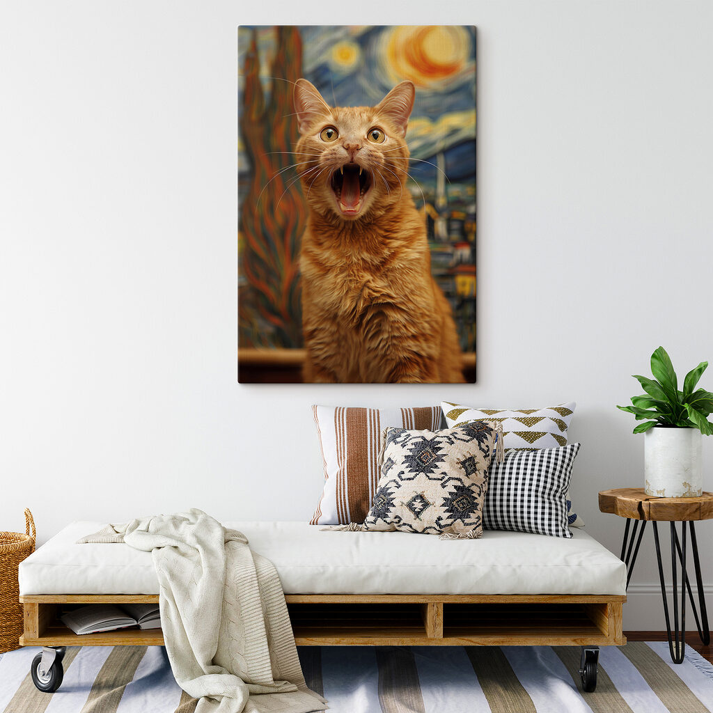 Cat with its mouth open