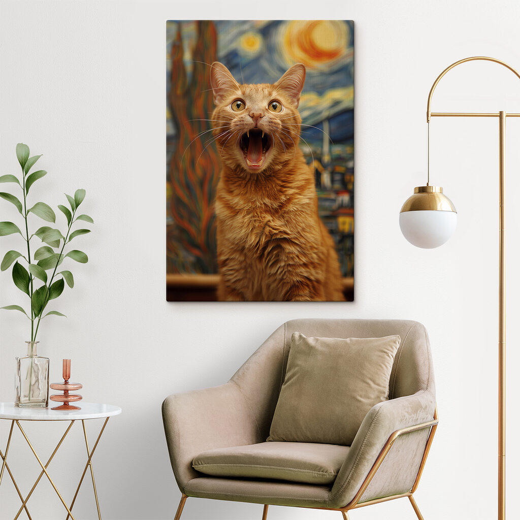 Cat with its mouth open