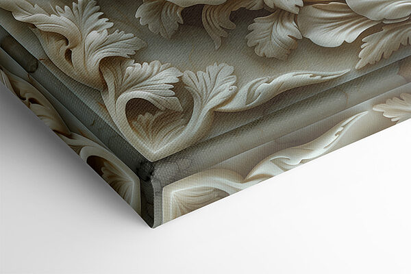 White flower carving on a marble surface White flower carving on a marble surface