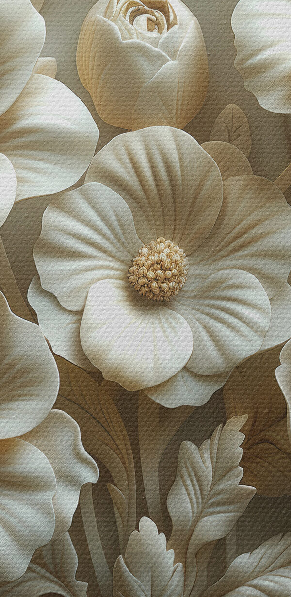 White flower carving on a marble surface White flower carving on a marble surface