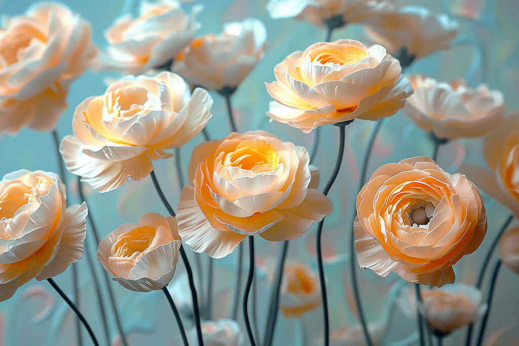 Group of flowers on stems