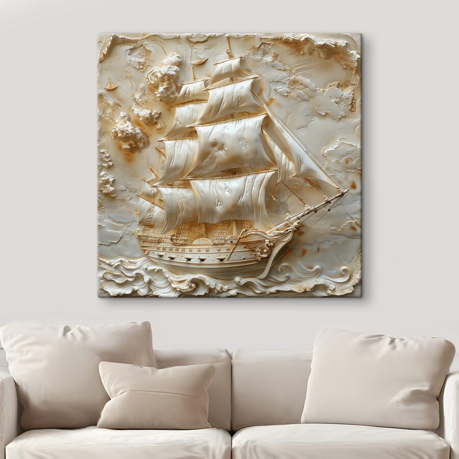 Carved ship with sails Carved ship with sails