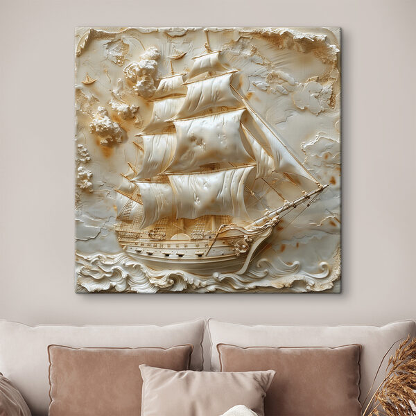 Carved ship with sails Carved ship with sails