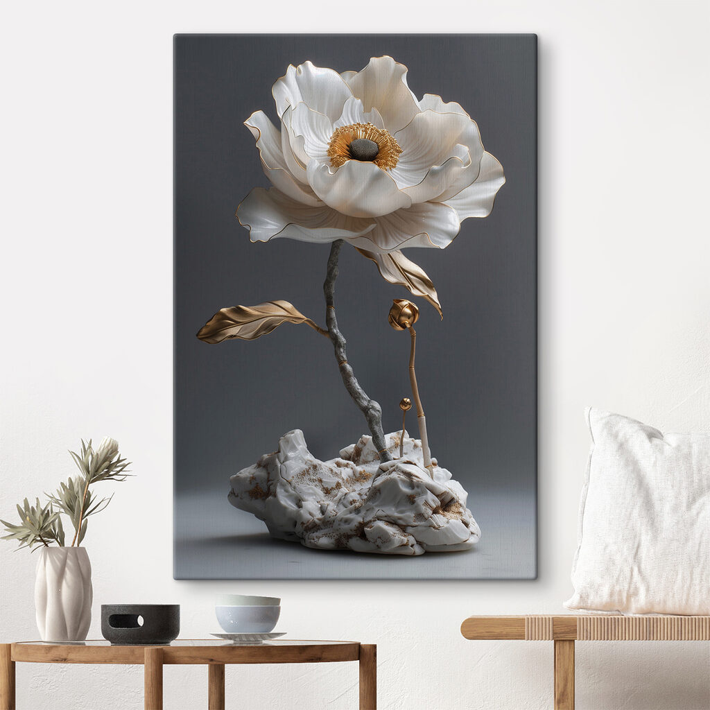 Elegant porcelain flower sculpture on display