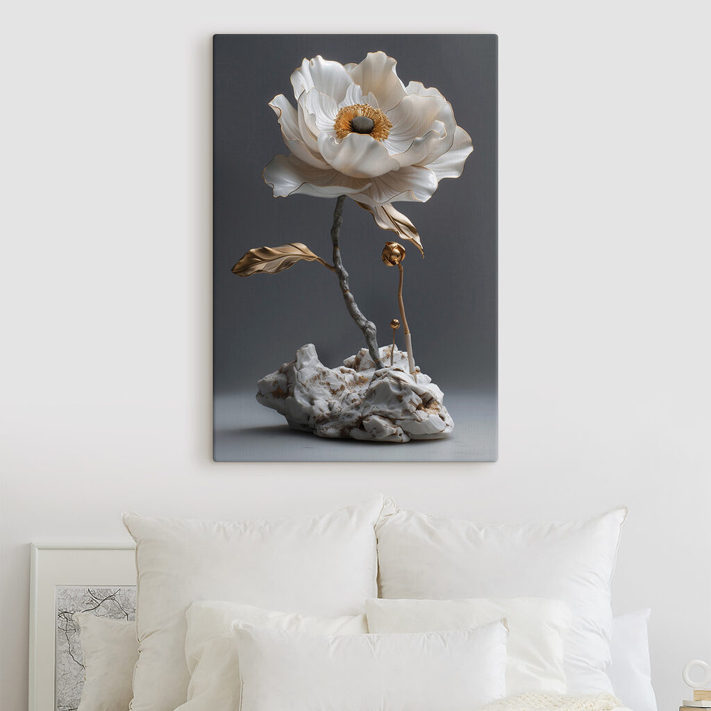 Elegant porcelain flower sculpture on display