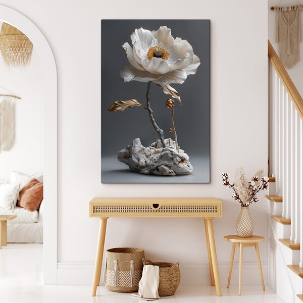 Elegant porcelain flower sculpture on display