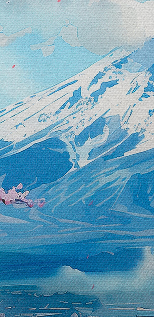 Mount Fuji with pink flowers Mount Fuji with pink flowers