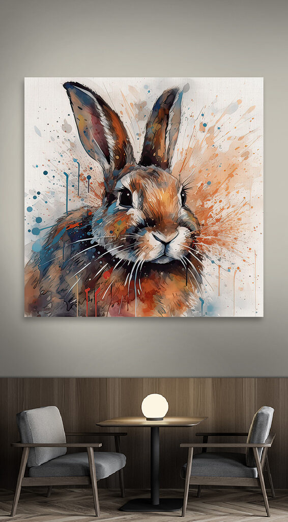 Rabbit with paint splashes