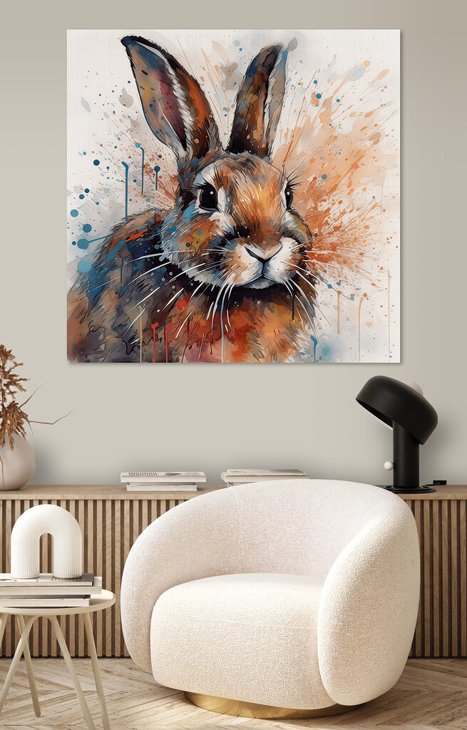 Rabbit with paint splashes