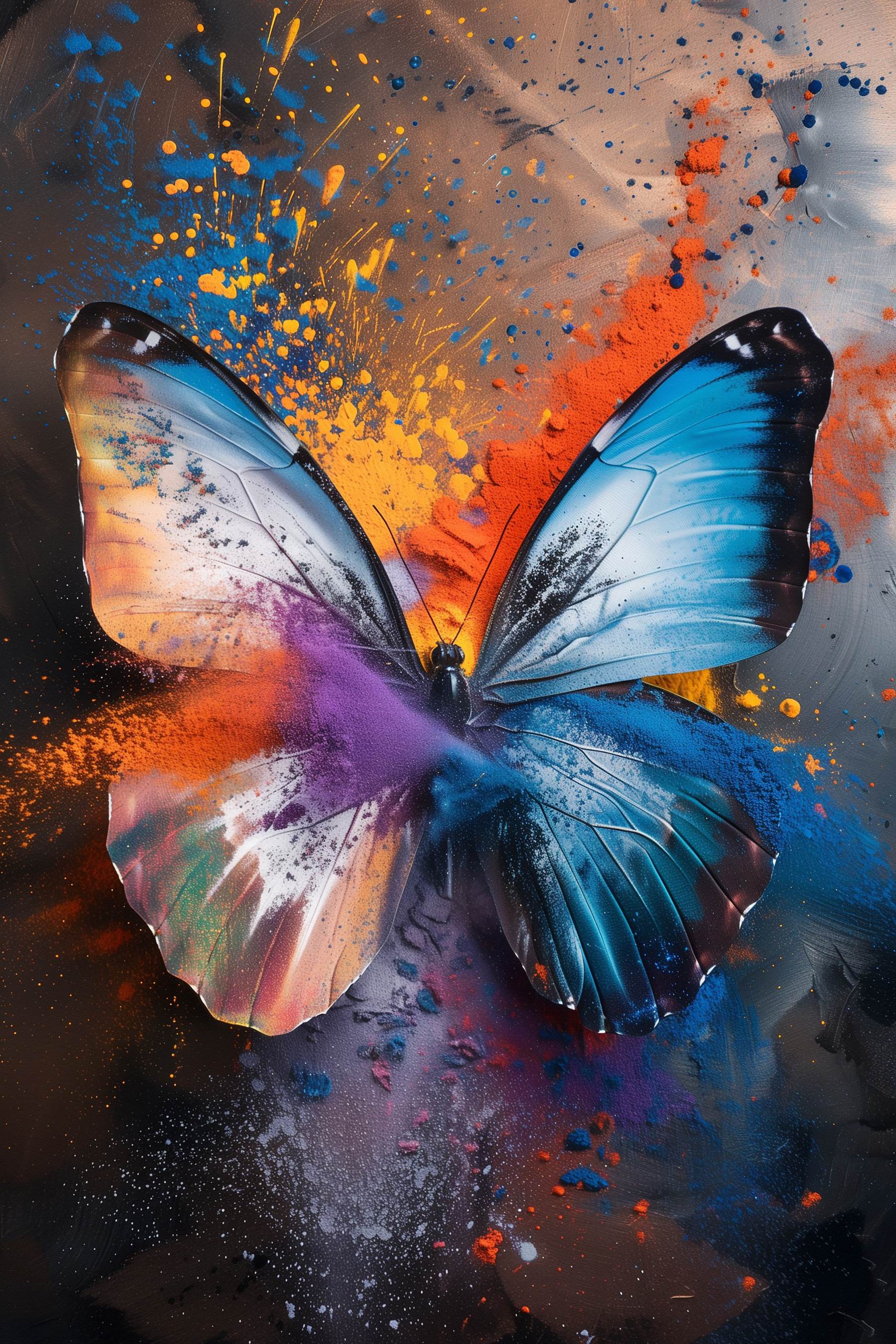 Butterfly with colorful powder Butterfly with colorful powder