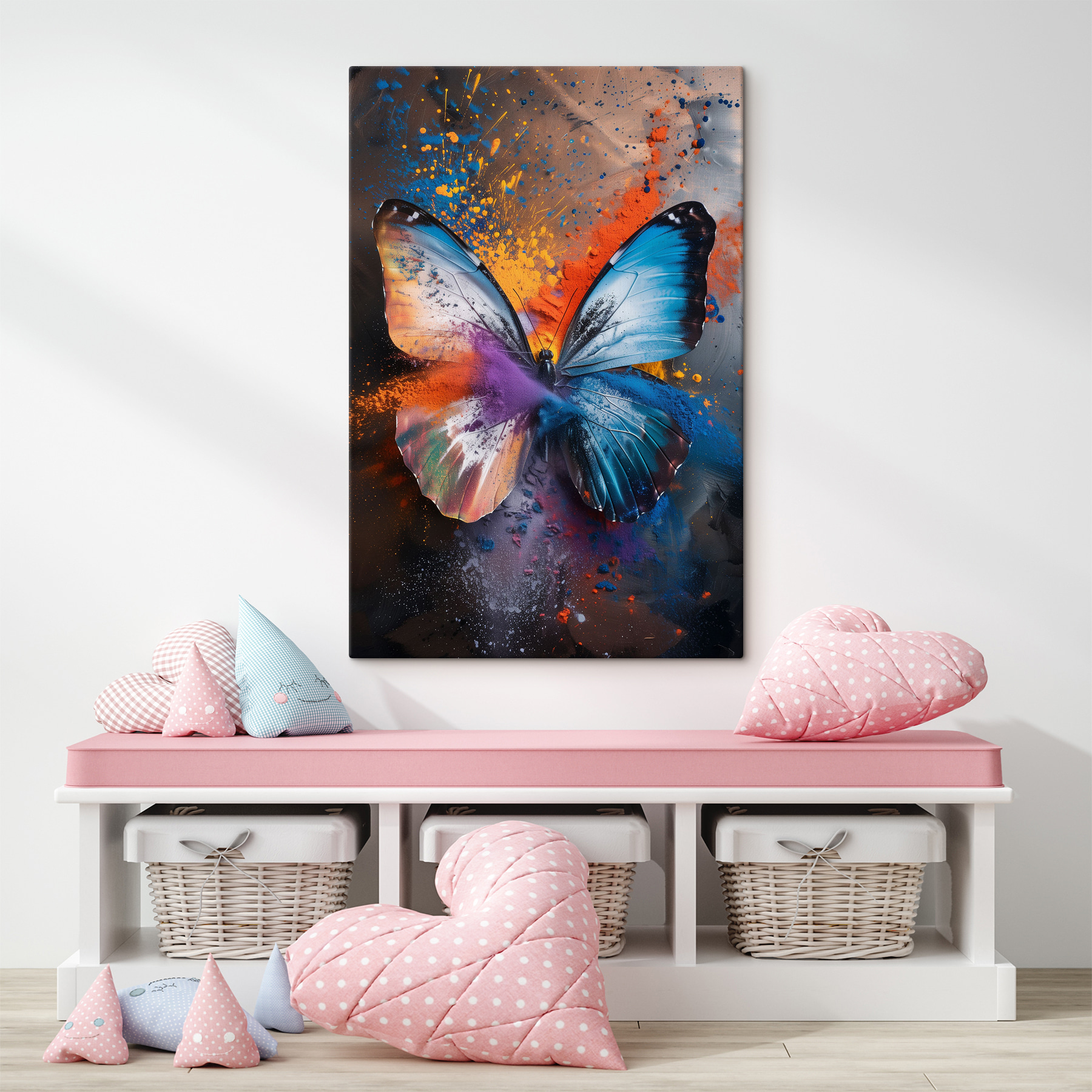 Butterfly with colorful powder