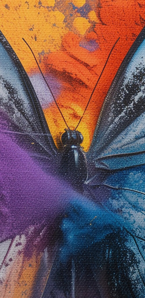 Butterfly with colorful powder