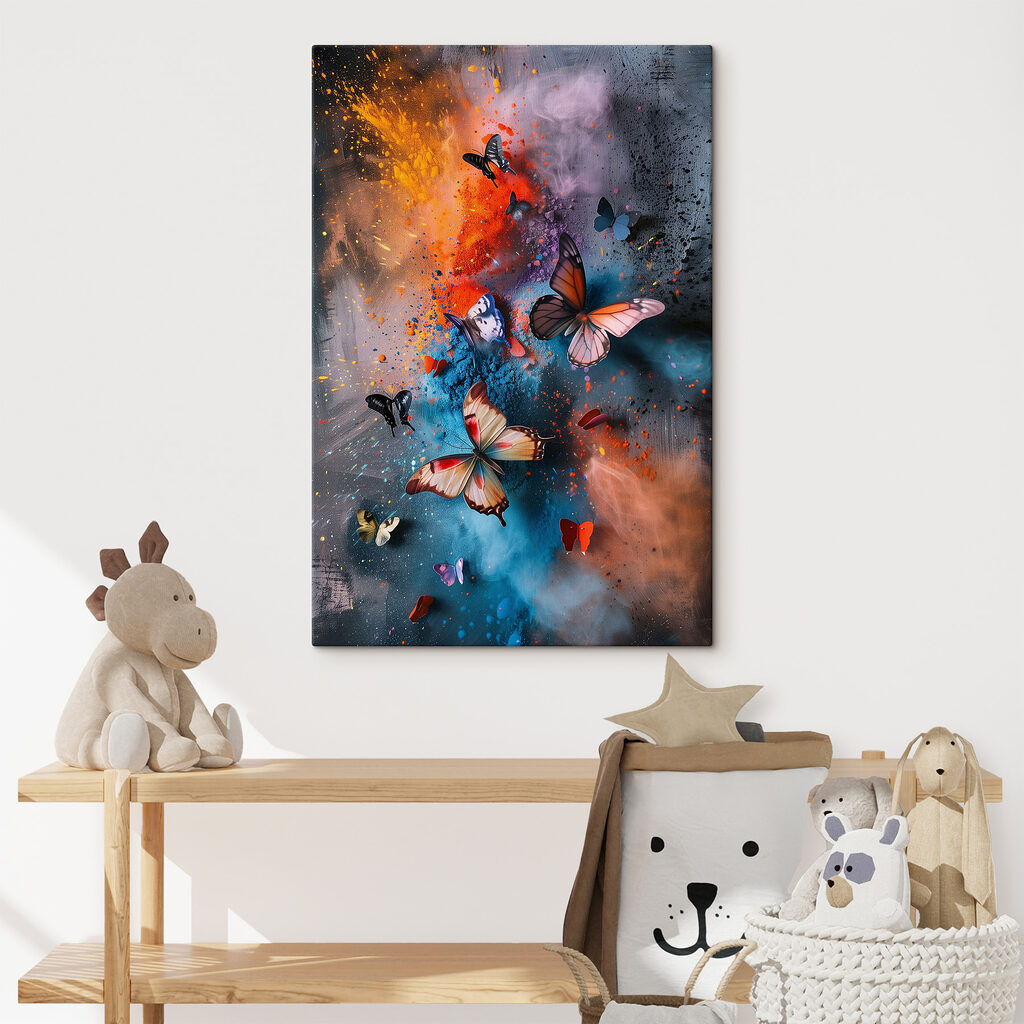 Butterflies flying butterflies in a colorful cloud