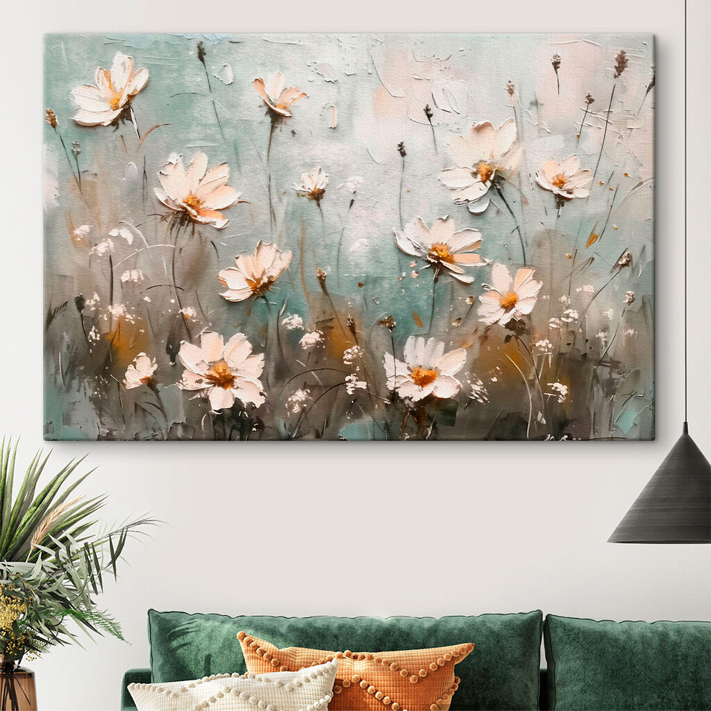 Painting of flowers on a wall Painting of flowers on a wall
