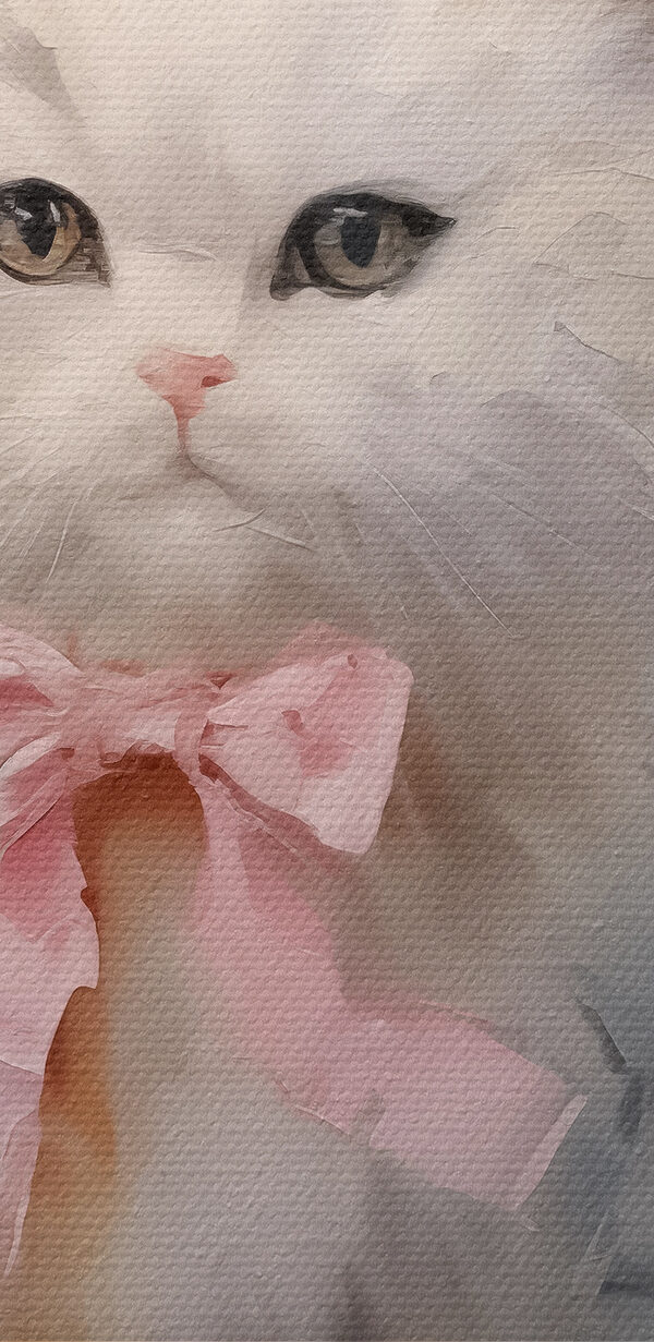 Group of white cats with pink bows Group of white cats with pink bows