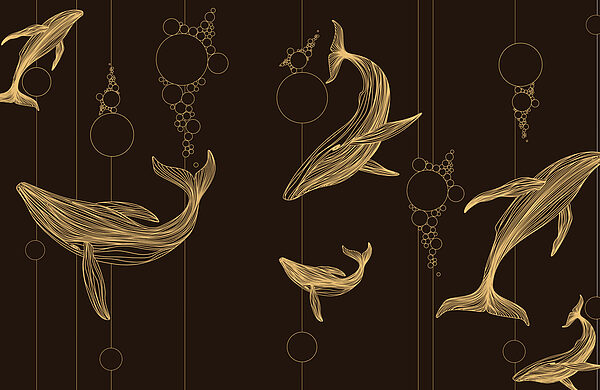 Group of whales and bubbles