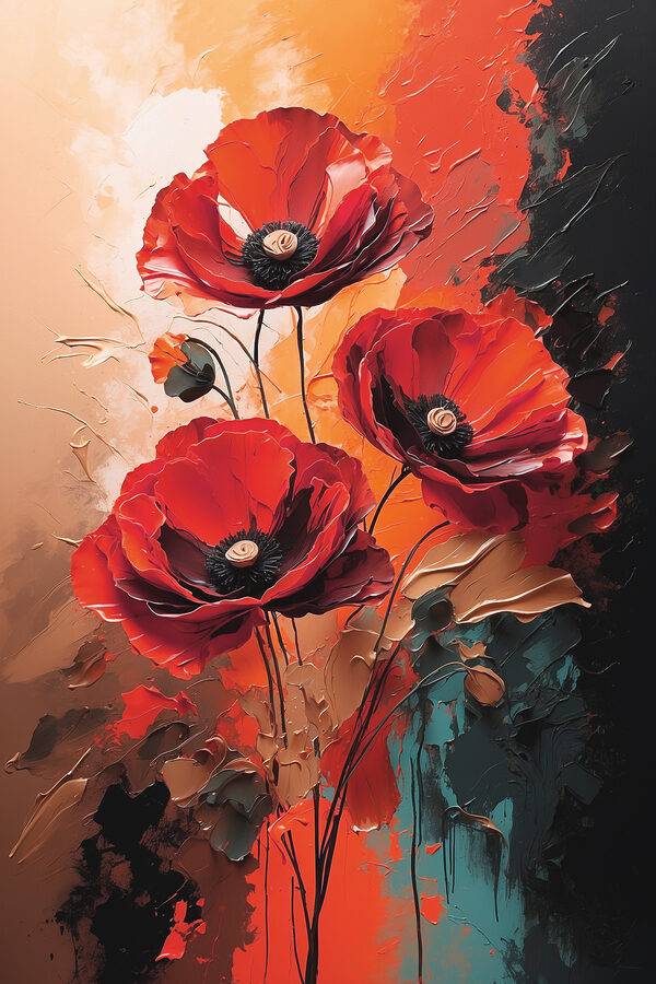 Painting of red flowers Painting of red flowers