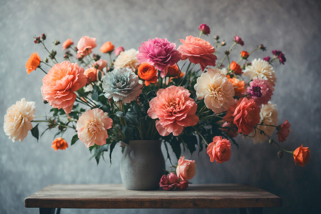 Vase of flowers on a table Vase of flowers on a table