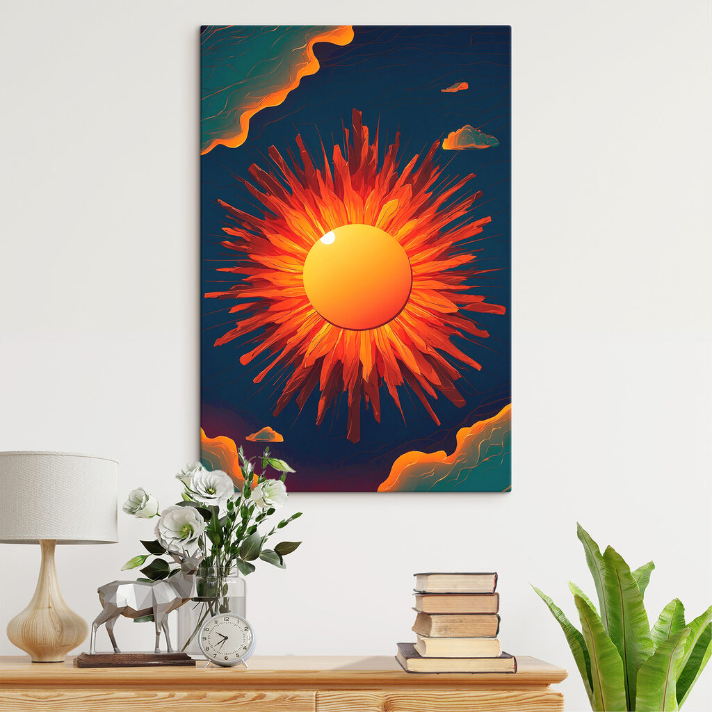 Sun with a bright sun in the sky