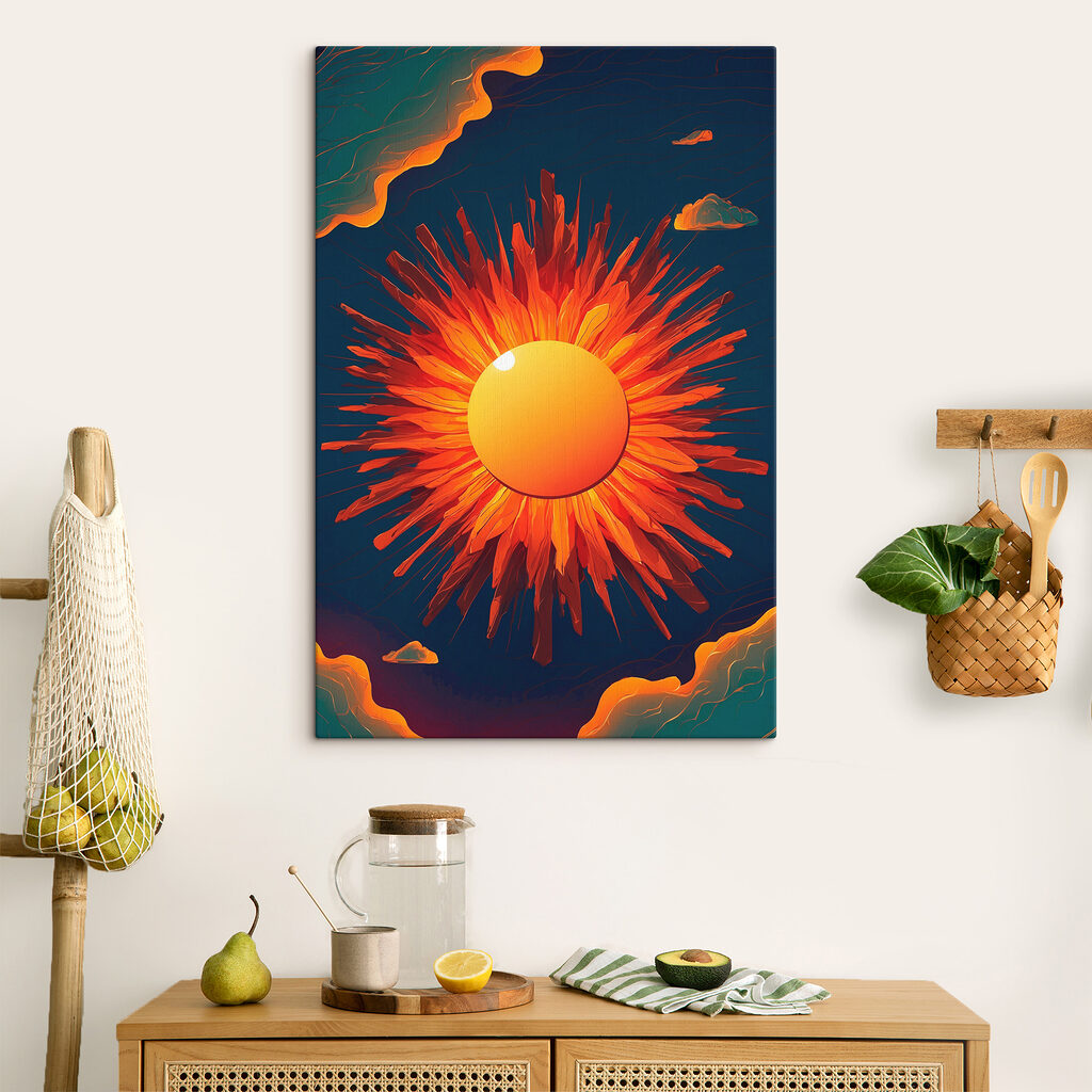 Sun with a bright sun in the sky