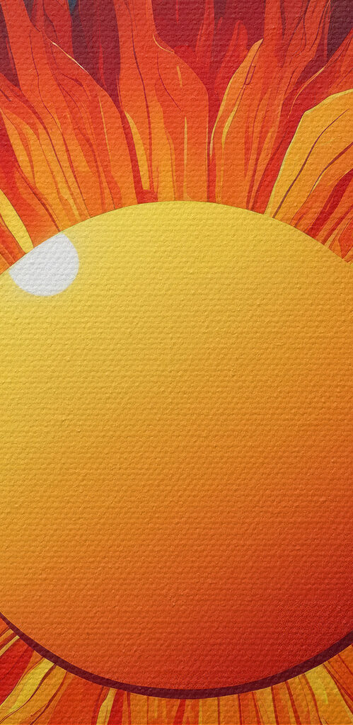 Sun with a bright sun in the sky