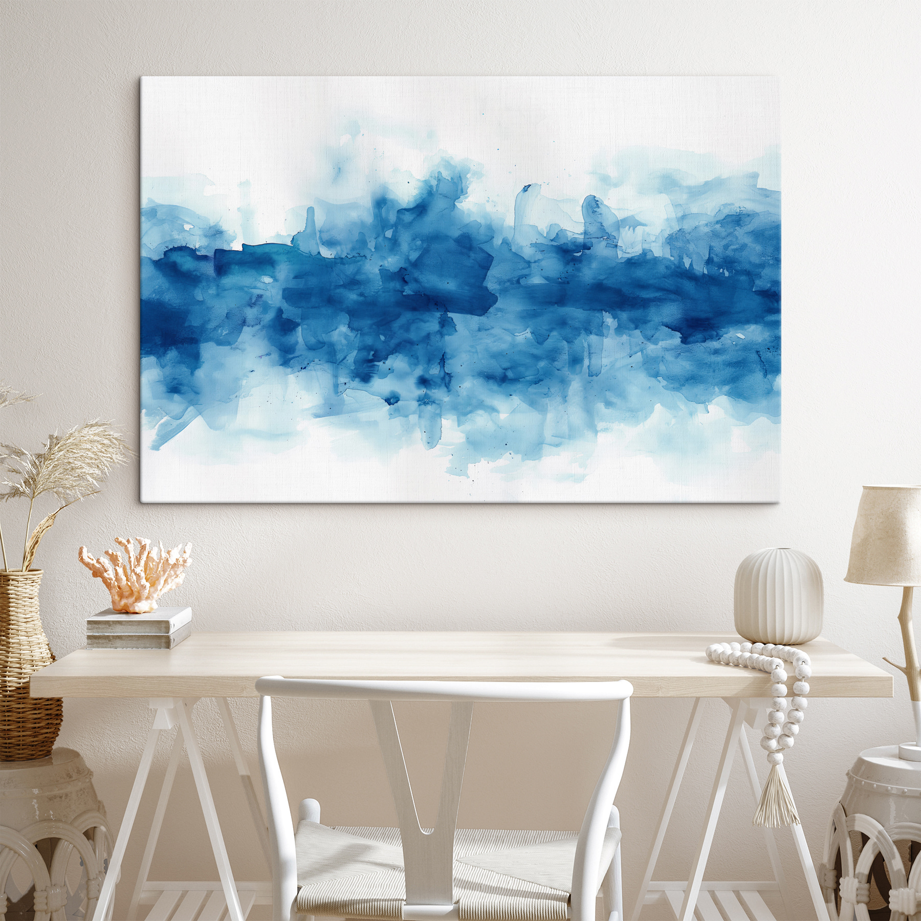 Blue and white watercolor