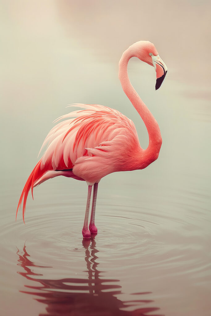 Flamingo standing in water Flamingo standing in water