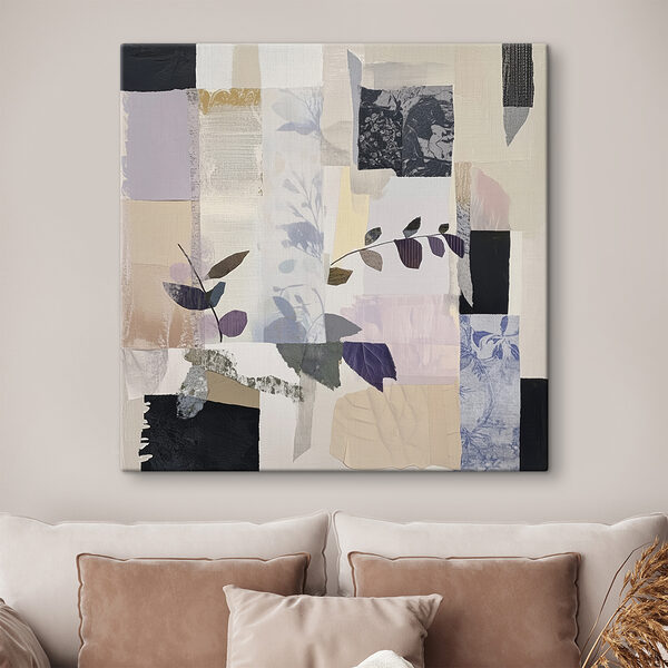 Piece of art with leaves and squares