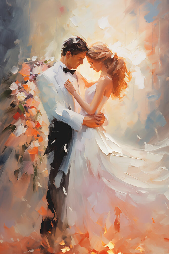 Painting of a man and woman dancing