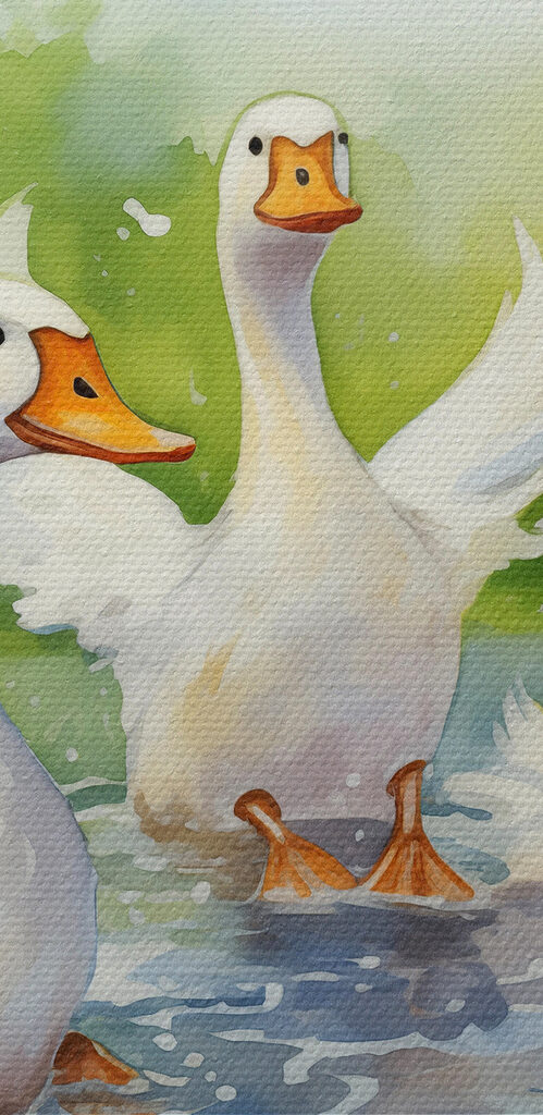 Group of white ducks swimming in water Group of white ducks swimming in water