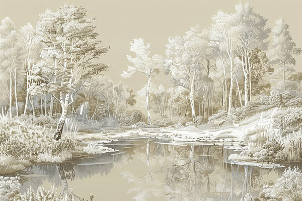 River with trees and snow River with trees and snow