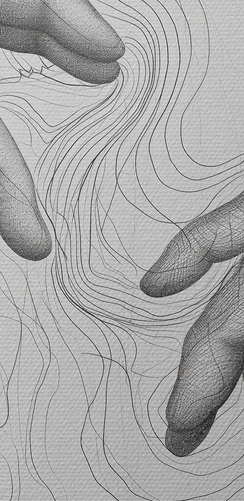 Drawing of hands touching each other