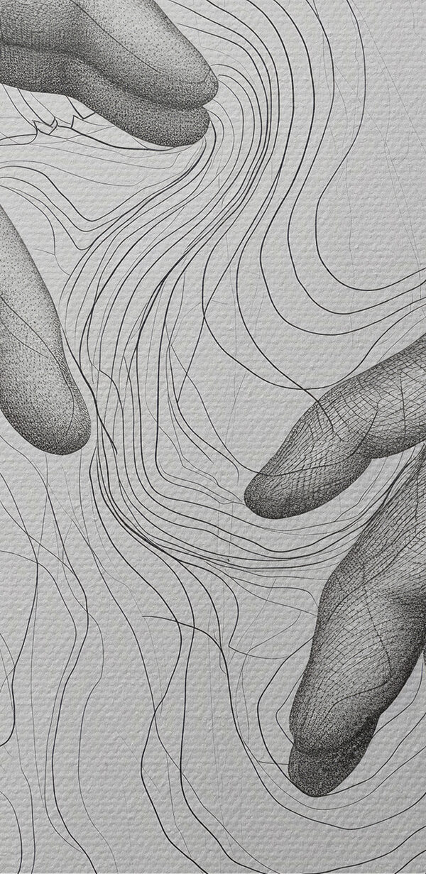 Drawing of hands touching each other