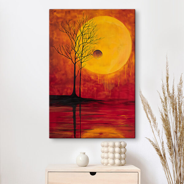 Tree and moon in the background Tree and moon in the background