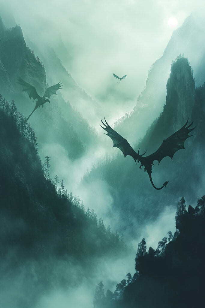 Група драконів, що летять у небі s40011p 683x1024 - Група драконів, що летять у небі - tegory