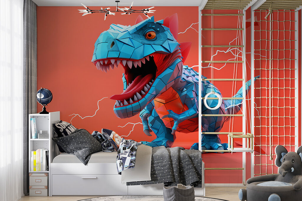 Blue dinosaur with lightning coming out of it