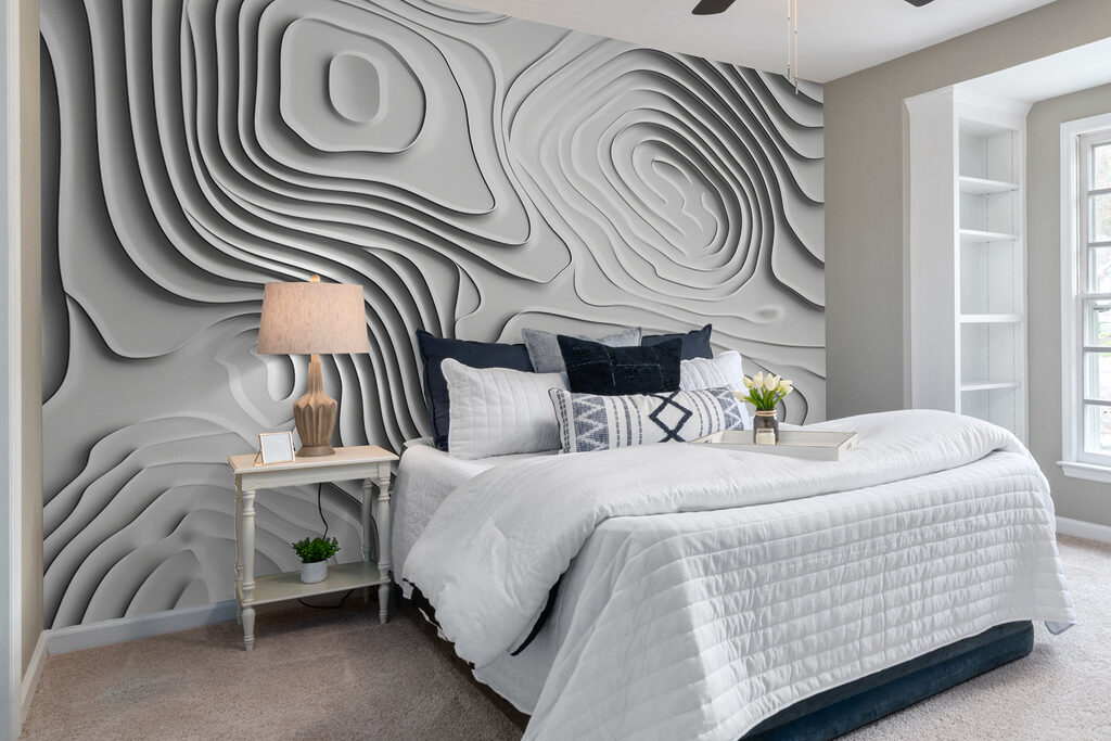 White surface with lines and shapes