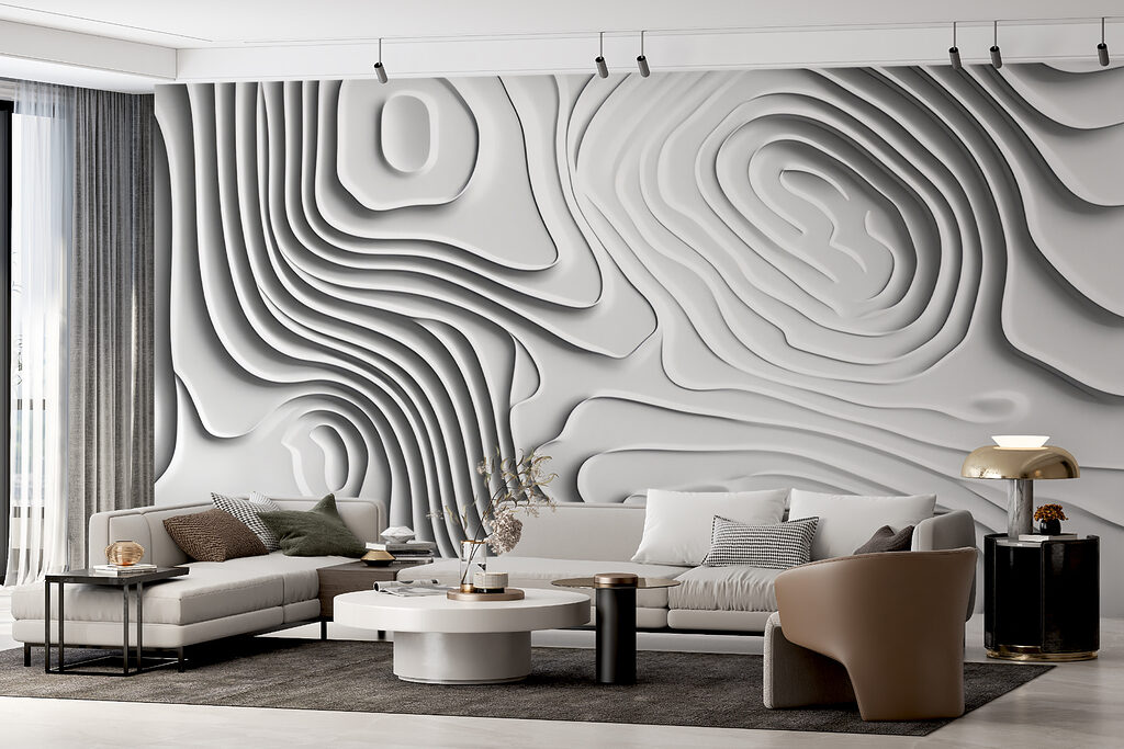 White surface with lines and shapes