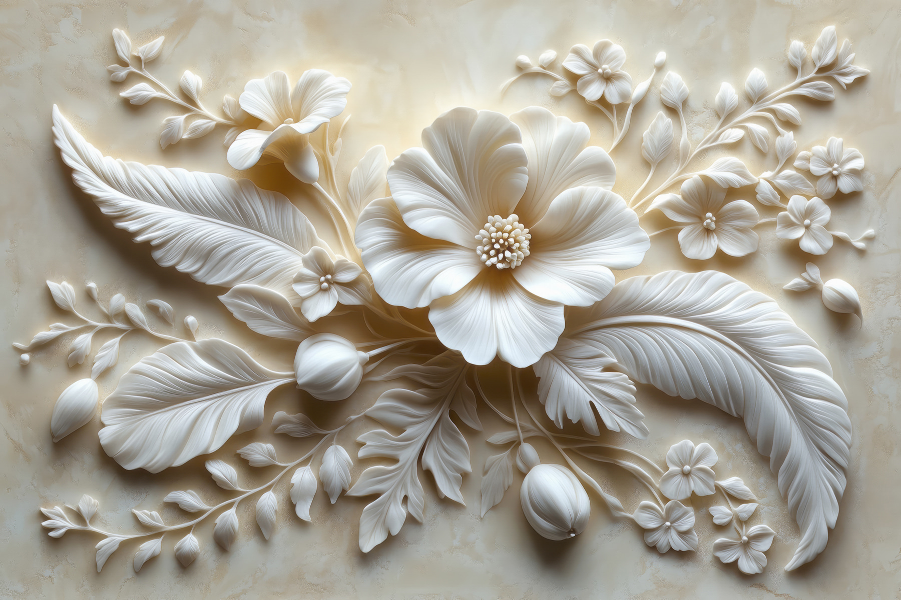 White flower and leaves