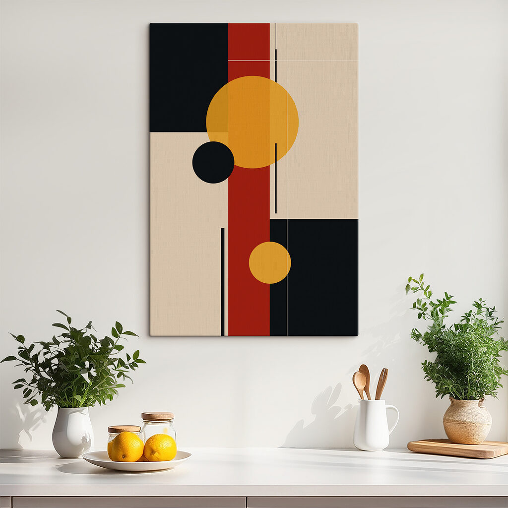 Colorful art piece with circles and lines