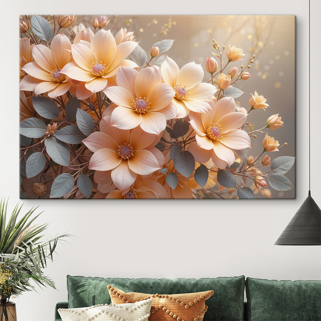 Group of flowers with leaves Group of flowers with leaves