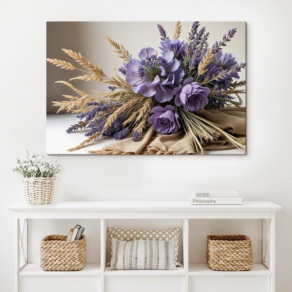 Bouquet of purple flowers and wheat Bouquet of purple flowers and wheat