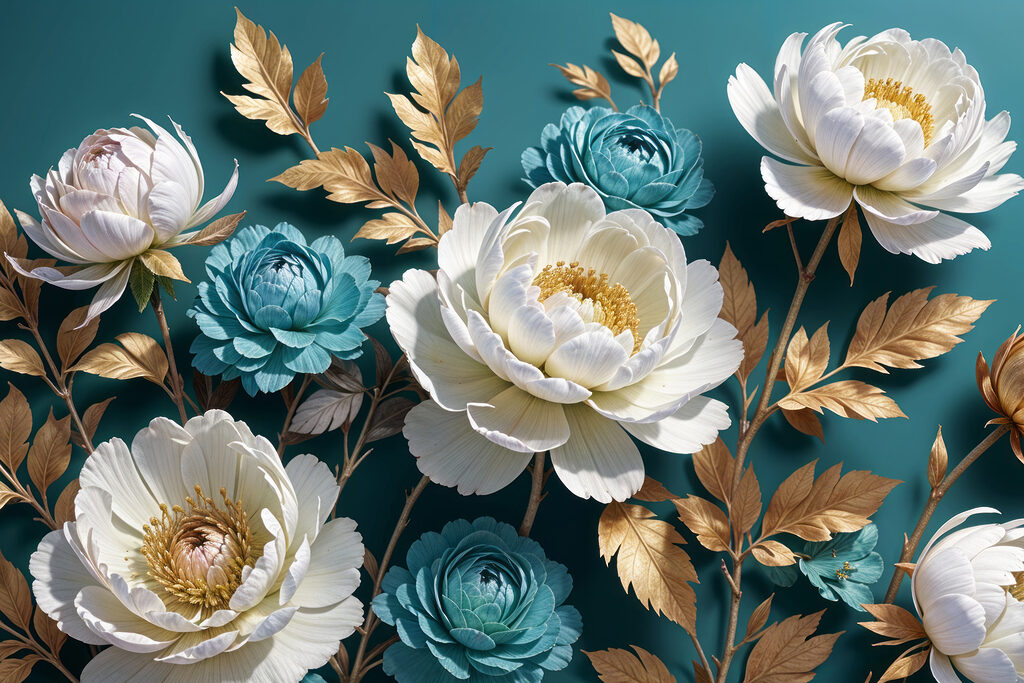 Group of white and blue flowers