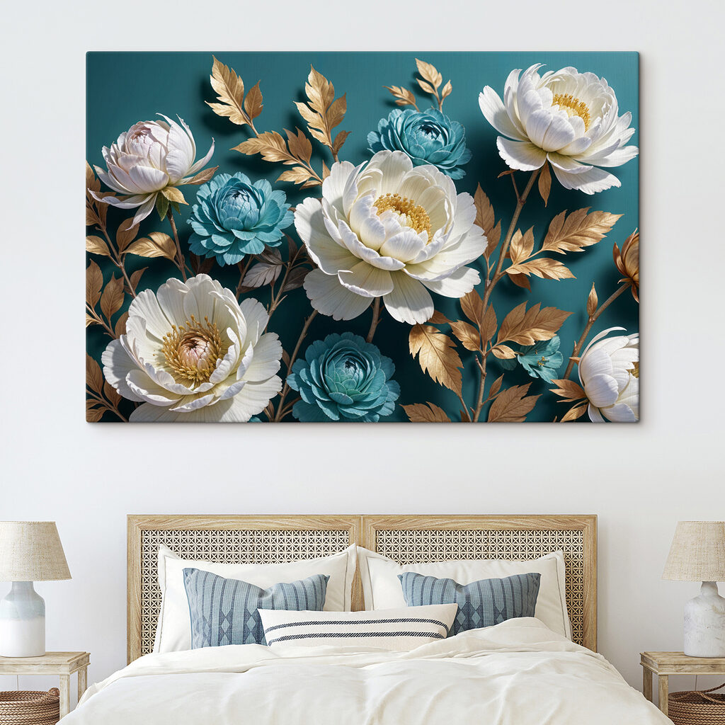 Group of white and blue flowers