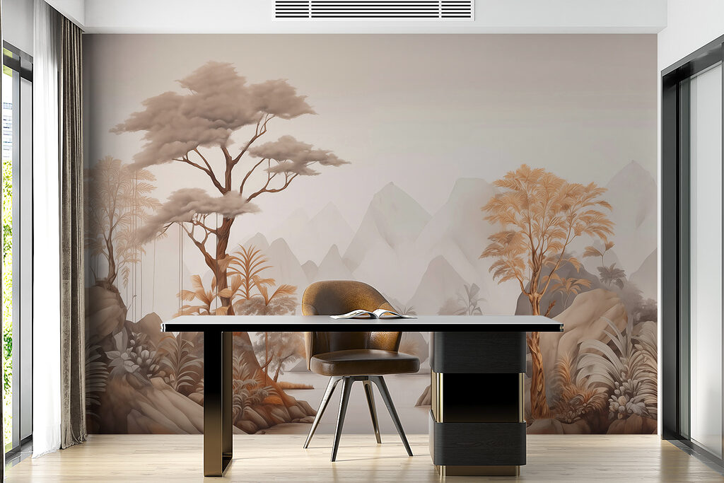 River with trees and mountains